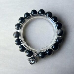 silver obsidian bead bracelet